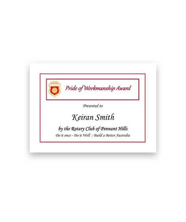 Awardee Certificate